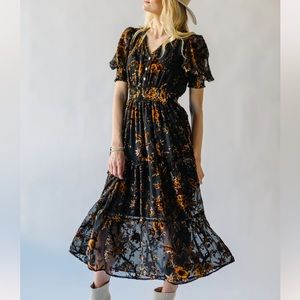 Piper & Scoot The One dress! Velvet floral boutique NWT midi dress
